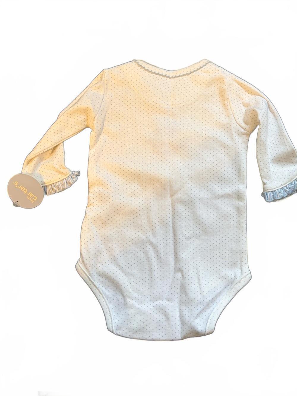 Carter's Cream & Light Blue Butterfly One-Piece Baby Outfit - Picture 2 of 5